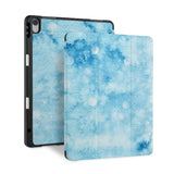 front back and stand view of personalized iPad case with pencil holder and Winter design - swap