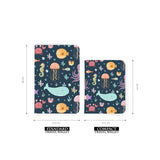 comparison of two sizes of personalized RFID blocking passport travel wallet with Sealife design