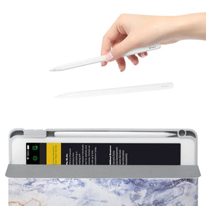 Vista Case iPad Premium Case with Marble Design has an integrated holder for Apple Pencil so you never have to leave your extra tech behind. - swap