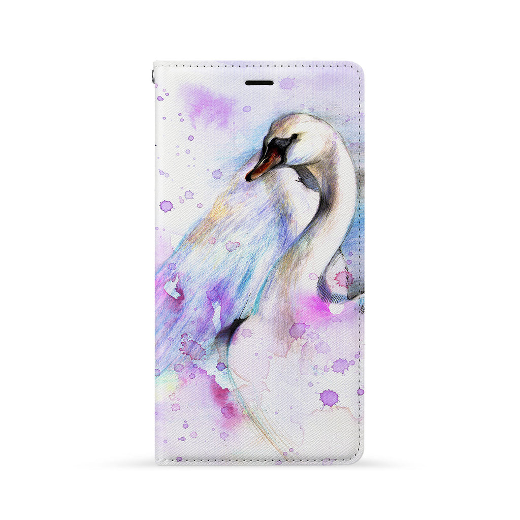 Front Side of Personalized iPhone Wallet Case with Swan design