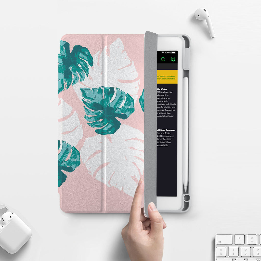 Vista Case iPad Premium Case with Pink Flower 2 Design has built-in magnets are strategically placed to put your tablet to sleep when not in use and wake it up automatically when you need it for an extended battery life.