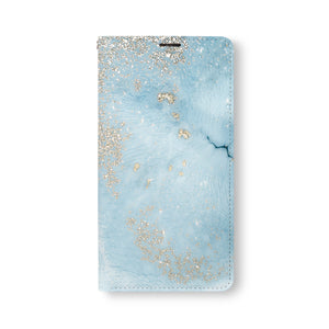 Front Side of Personalized Samsung Galaxy Wallet Case with Marble Gold design