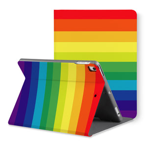 The back view of personalized iPad folio case with Rainbow design - swap
