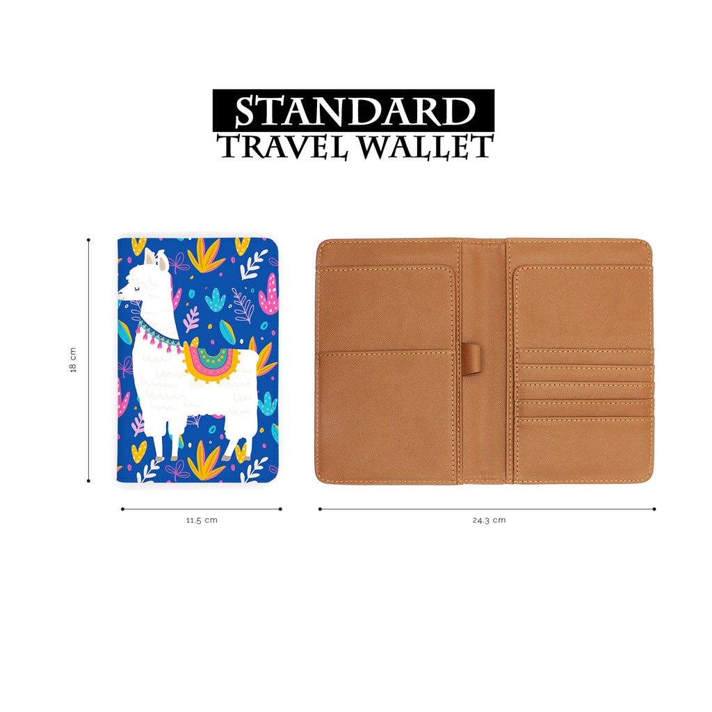 standard size of personalized RFID blocking passport travel wallet with Llamas design