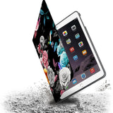 Drop protection from the personalized iPad folio case with Black Flower design 