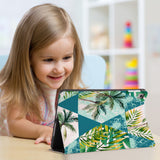 Enjoy the videos or books on a movie stand mode with the personalized iPad folio case with Tropical Leaves design