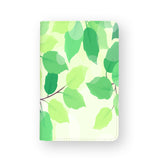 front view of personalized RFID blocking passport travel wallet with Leaves design