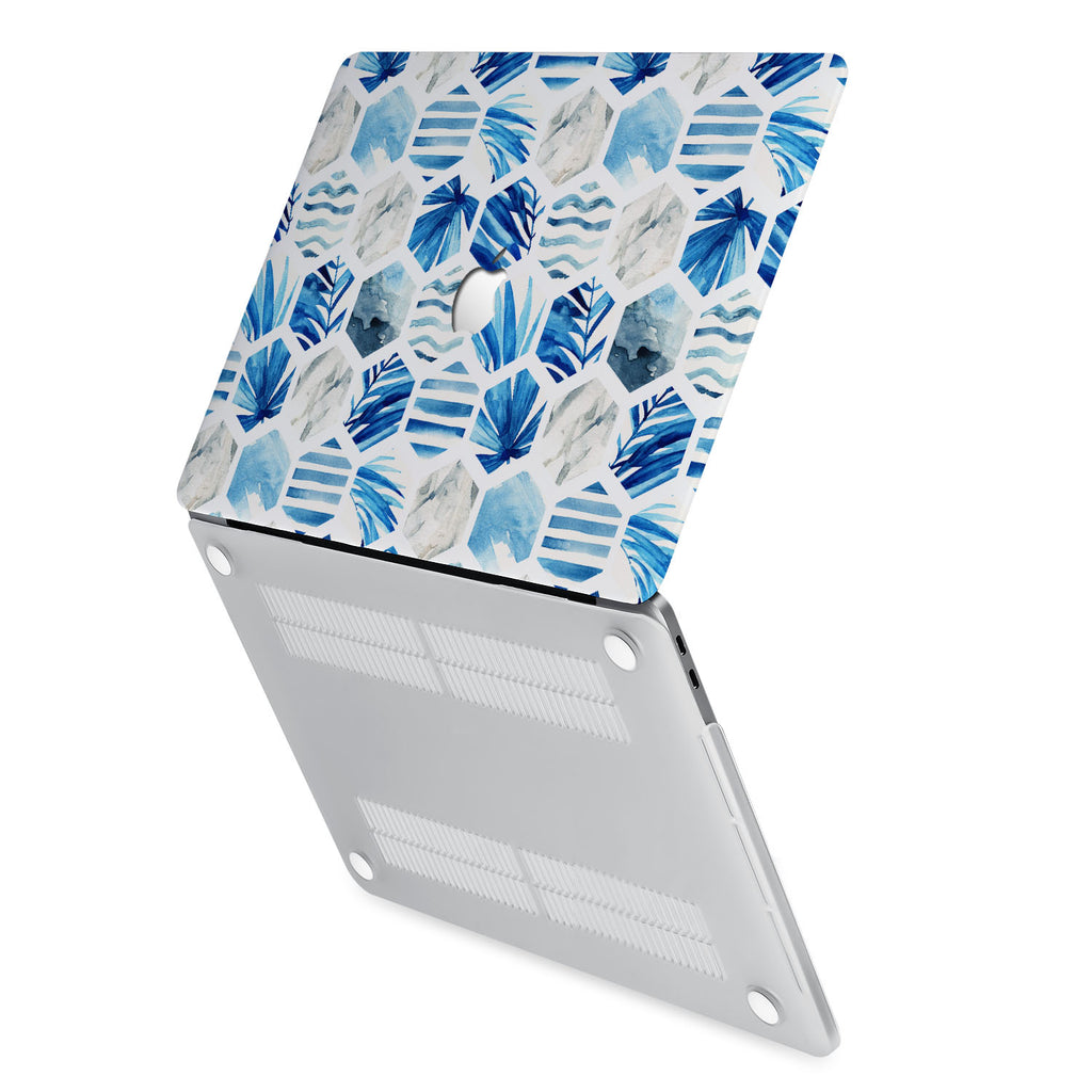 hardshell case with Geometric Flower design has rubberized feet that keeps your MacBook from sliding on smooth surfaces