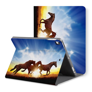 The back view of personalized iPad folio case with Horse design - swap