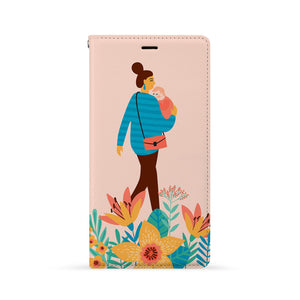 Front Side of Personalized Huawei Wallet Case with Love You Mom design