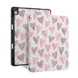 front back and stand view of personalized iPad case with pencil holder and Love design - swap