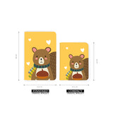 comparison of two sizes of personalized RFID blocking passport travel wallet with Wood Animal design