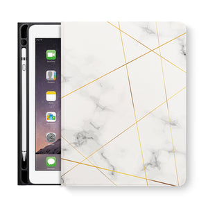 frontview of personalized iPad folio case with Marble 2020 design