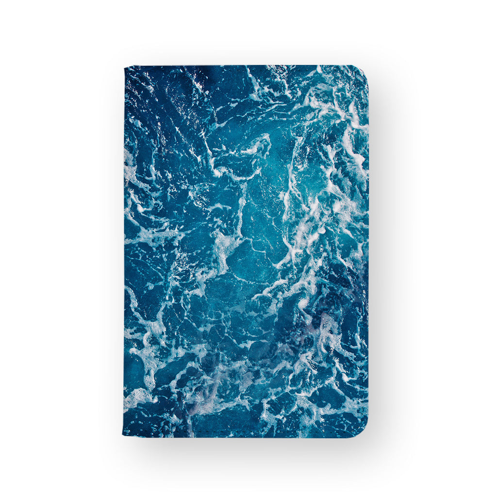 front view of personalized RFID blocking passport travel wallet with Ocean design