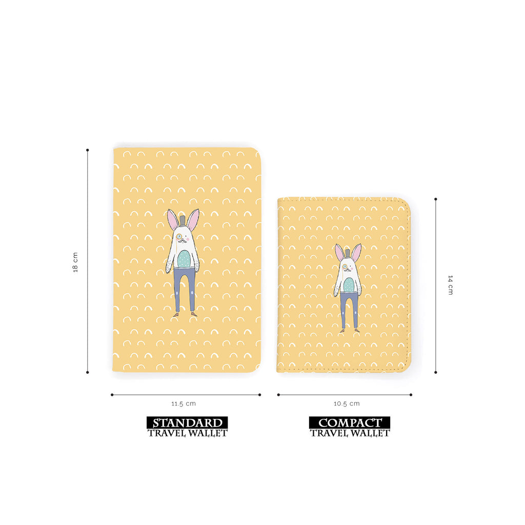 comparison of two sizes of personalized RFID blocking passport travel wallet with Adventure Collection design