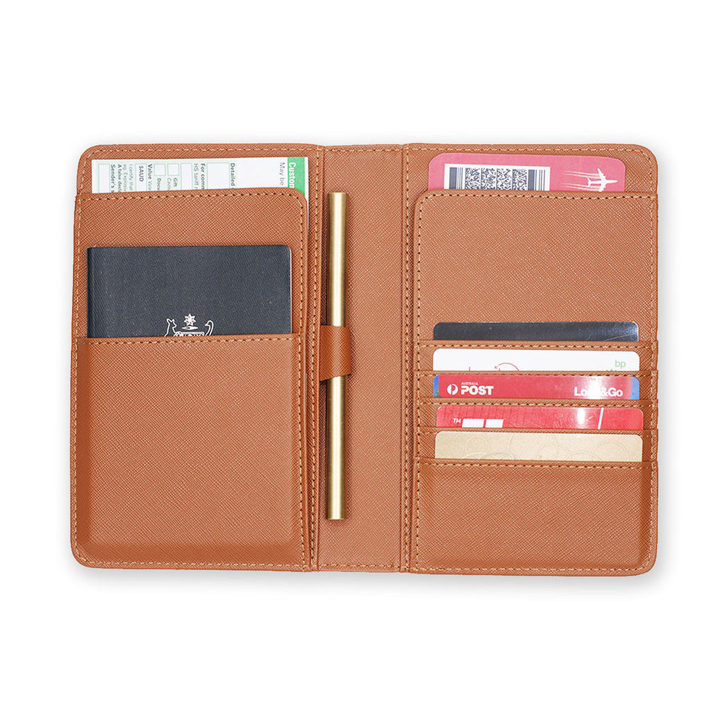 inside view of personalized RFID blocking passport travel wallet with Science design - swap