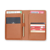 inside view of personalized RFID blocking passport travel wallet with Wood design - swap