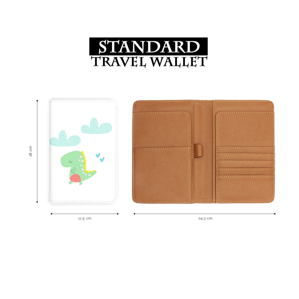 standard size of personalized RFID blocking passport travel wallet with Dino design