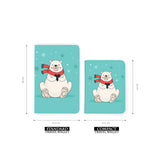 comparison of two sizes of personalized RFID blocking passport travel wallet with Polar Bears Christmas design