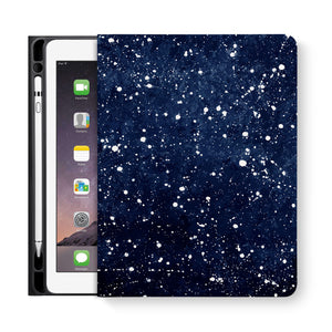frontview of personalized iPad folio case with Galaxy Universe design