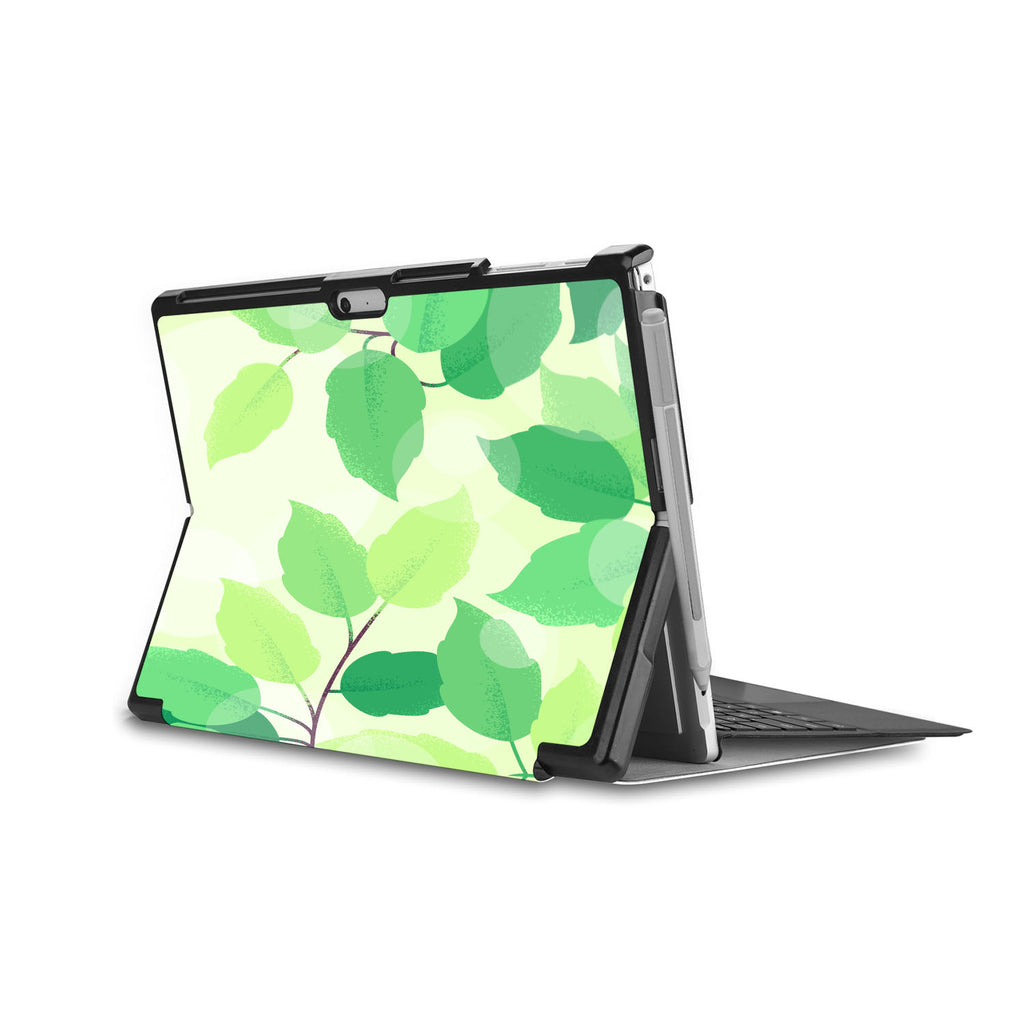 the back side of Personalized Microsoft Surface Pro and Go Case in Movie Stand View with Leaves design - swap