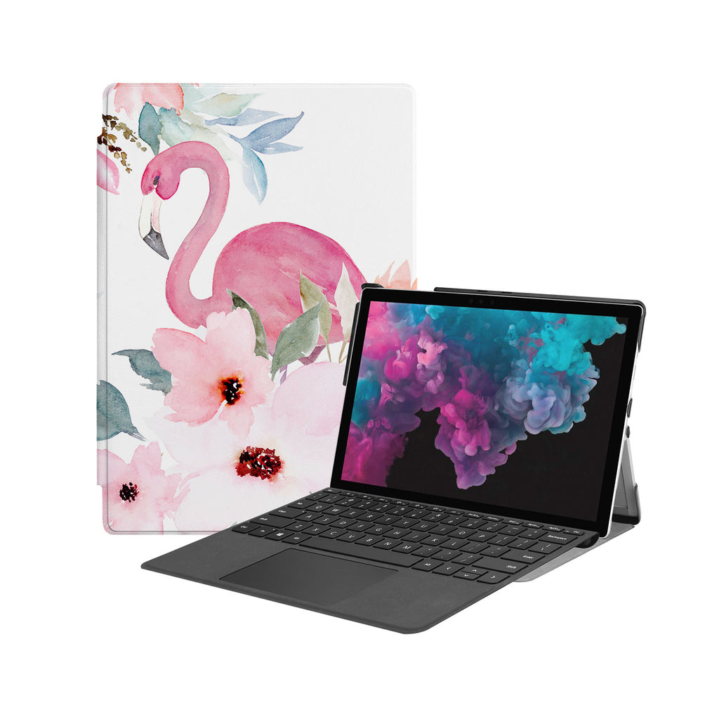 the Hero Image of Personalized Microsoft Surface Pro and Go Case with Flamingo design