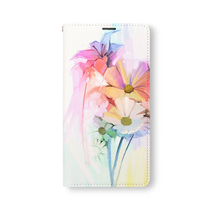 Front Side of Personalized Samsung Galaxy Wallet Case with WatercolorFlower2 design