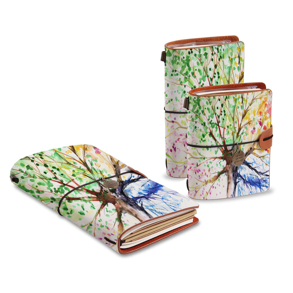 three size of midori style traveler's notebooks with Watercolor Flower design