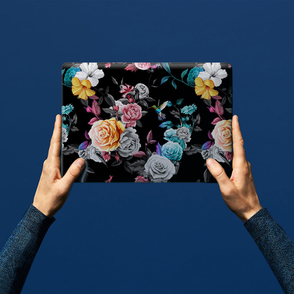 personalized microsoft surface case with Black Flower design