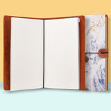 the front top view of midori style traveler's notebook with Marble design