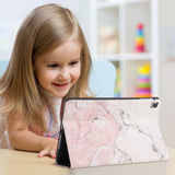 Enjoy the videos or books on a movie stand mode with the personalized iPad folio case with Pink Marble design