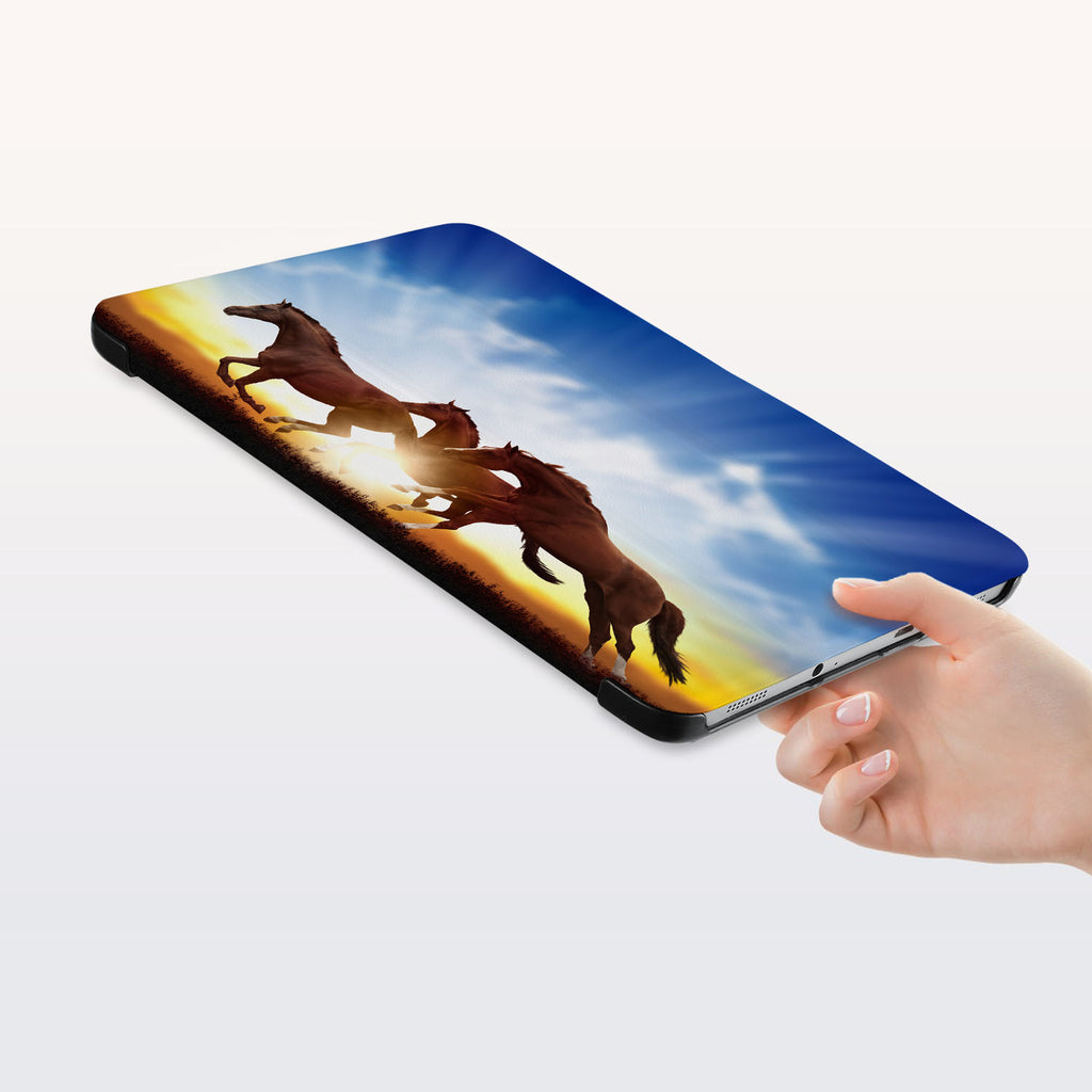a hand is holding the Personalized Samsung Galaxy Tab Case with Horse design