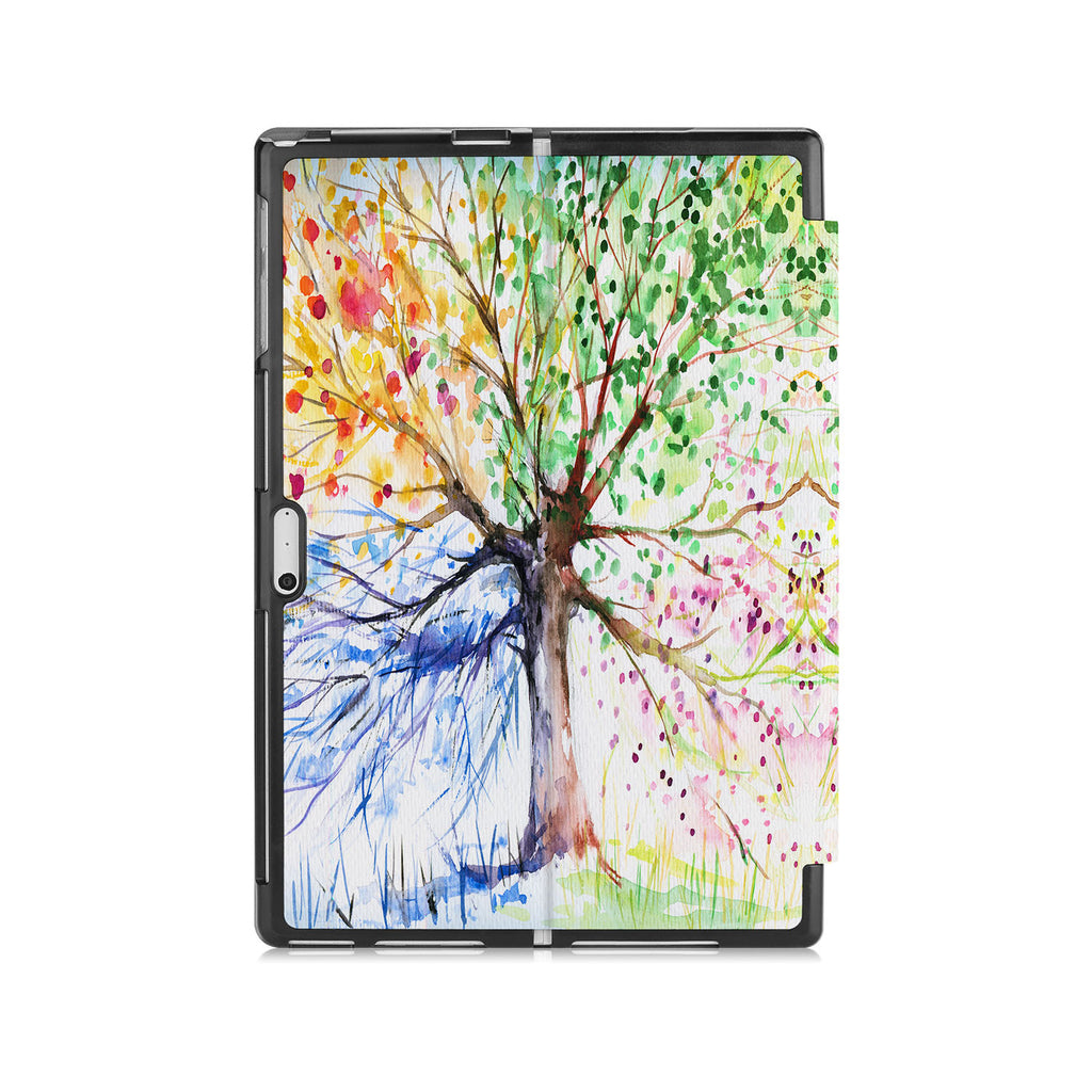 the back side of Personalized Microsoft Surface Pro and Go Case with Watercolor Flower design