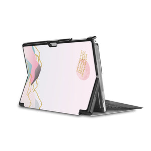 the back side of Personalized Microsoft Surface Pro and Go Case in Movie Stand View with Marble Art design - swap