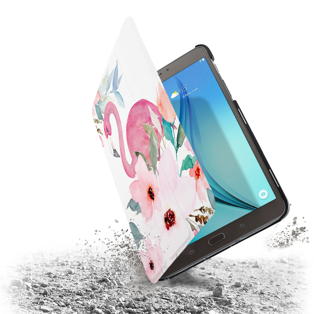 the drop protection feature of Personalized Samsung Galaxy Tab Case with Flamingo design