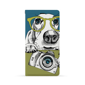 Front Side of Personalized iPhone Wallet Case with Dog design