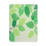 front and back view of personalized iPad case with pencil holder and Leaves design