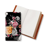 opened midori style traveler's notebook with Black Flower design